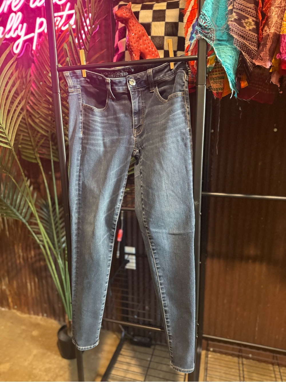 American Eagle Outfitters Women's Skinny Jeans - Dark Blue Wash 8
